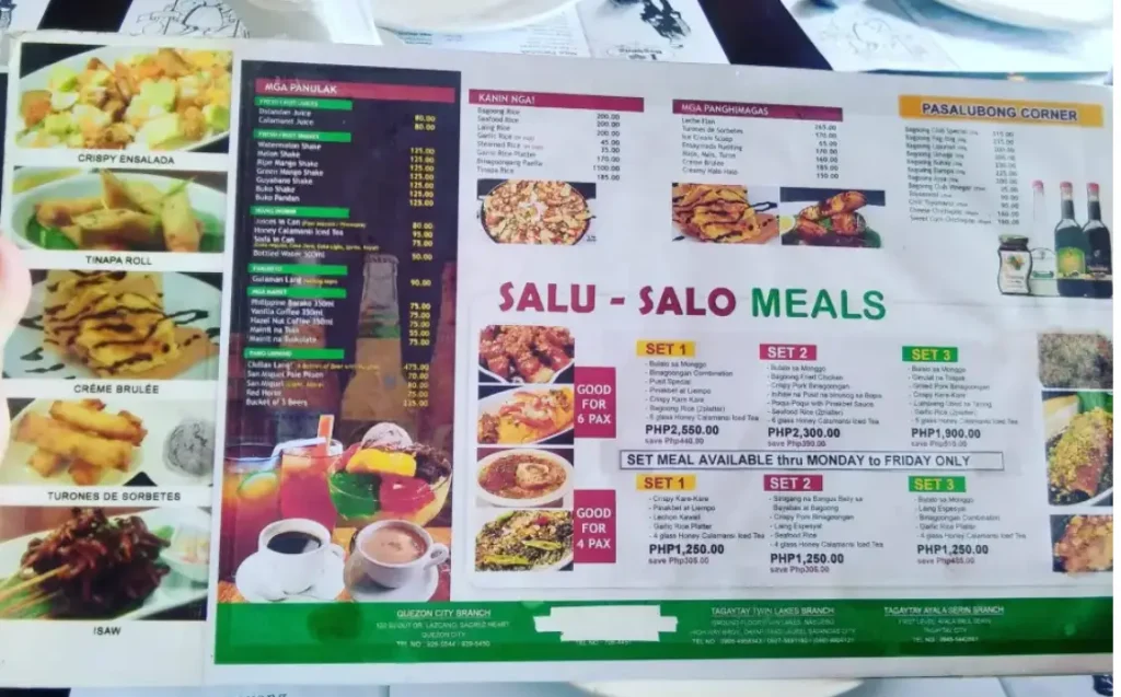 Bagoong Club Menu