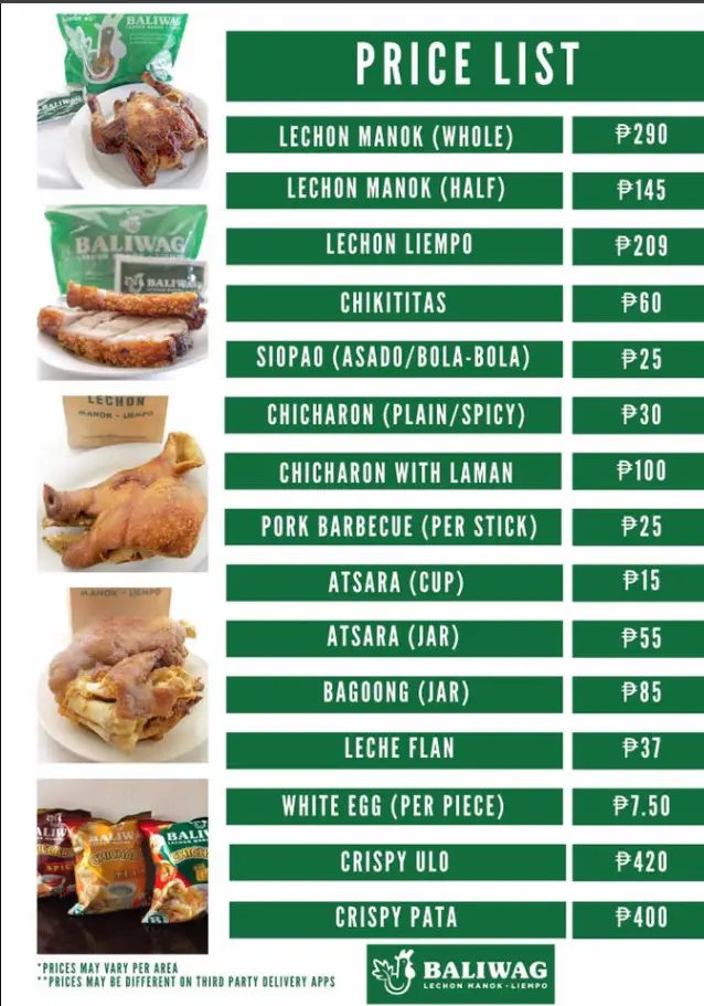 Baliwag Lechon Manok Philippines Menu