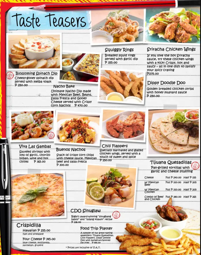 Bigby’s Menu