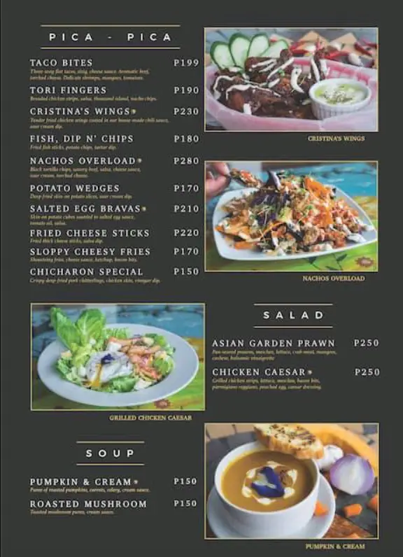 Cafe Cristina Philippines Menu