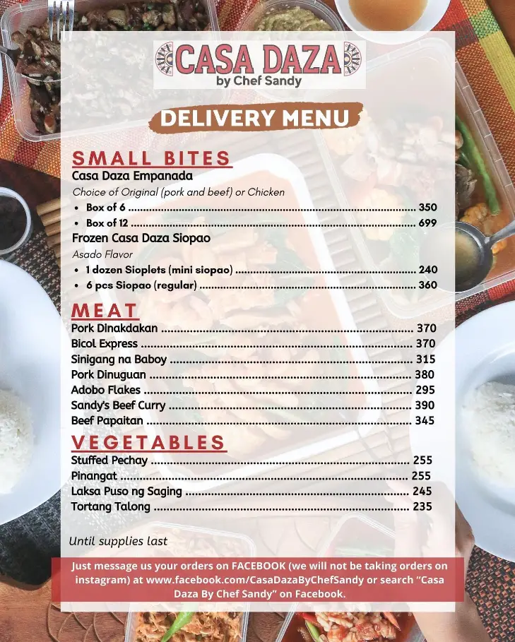 Casa Daza Menu