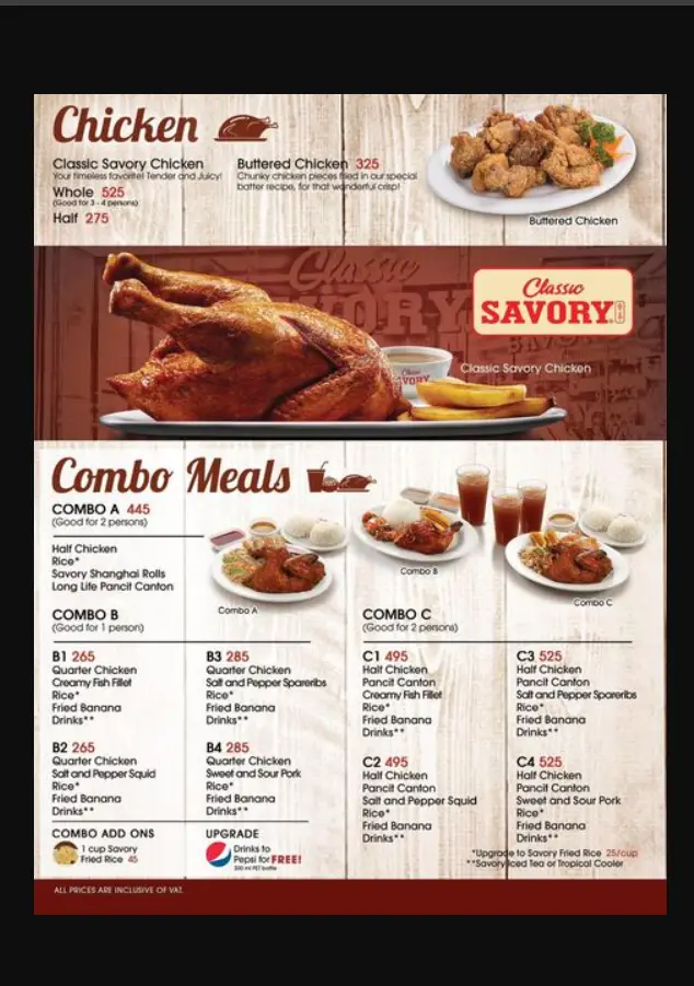 Classic Savory Philippines Menu