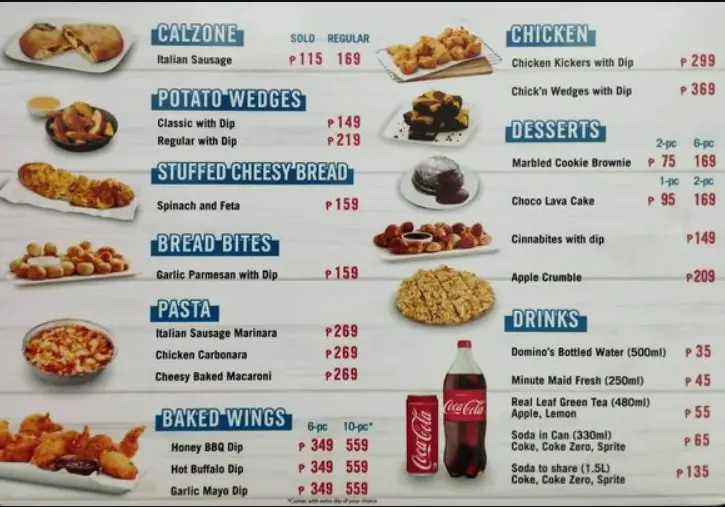 Domino’s Pizza Philippines Menu