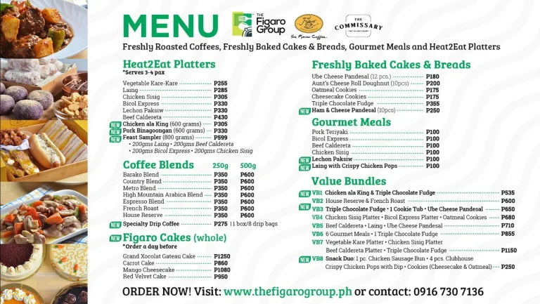 Figaro Coffee Philippines Menu