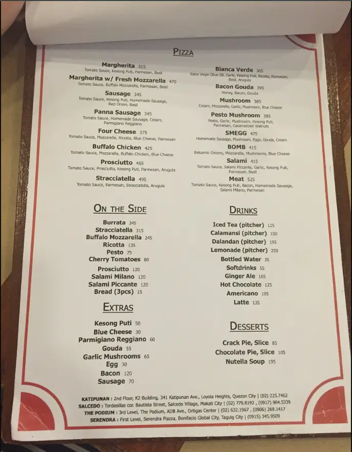 Gino’s Menu