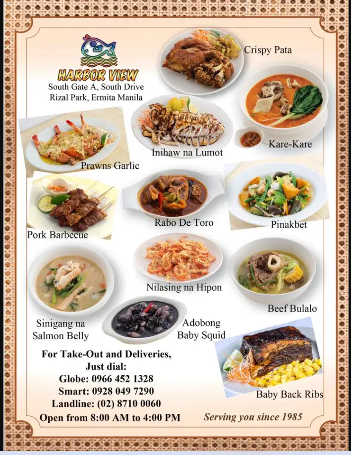 Harbor View Menu