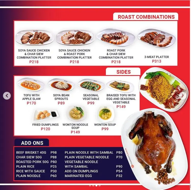 Hawker Chan Philippines Menu