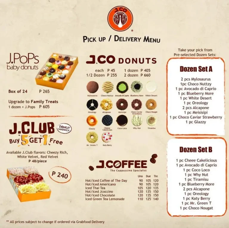 JCO Philippines Menu