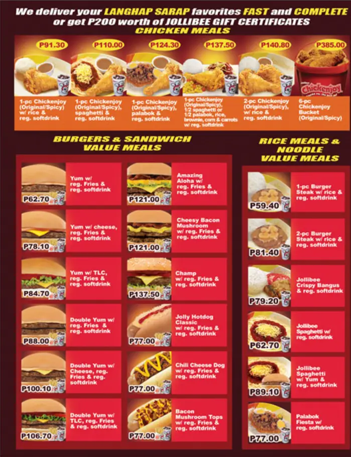 Jollibee Philippines Menu