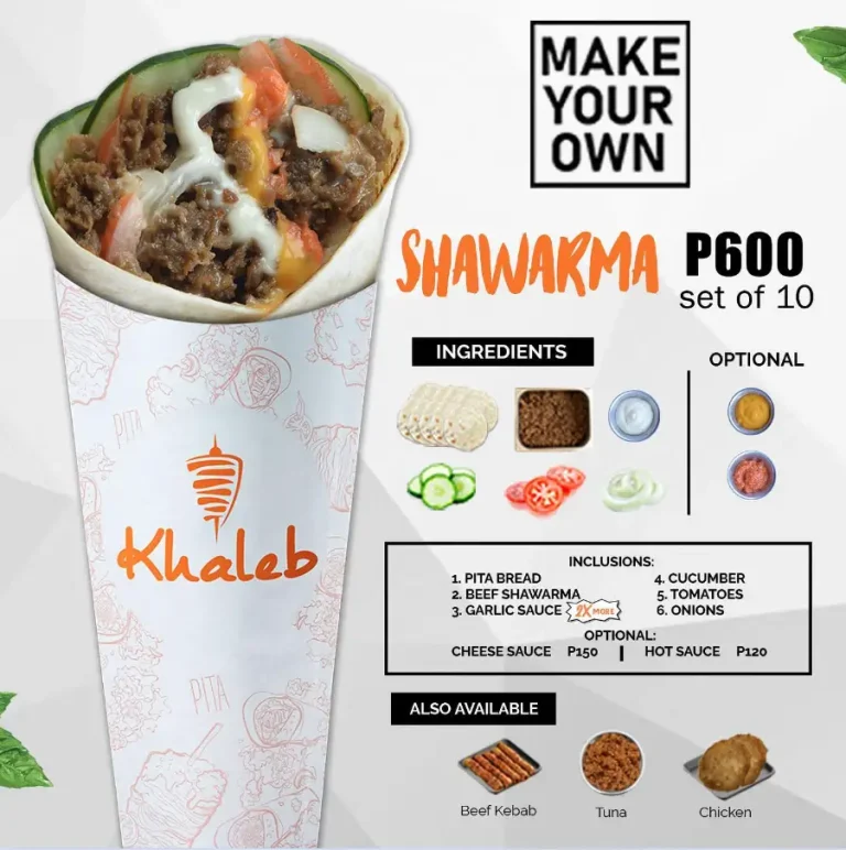 Khaleb Shawarma Philippines Menu Prices 2025