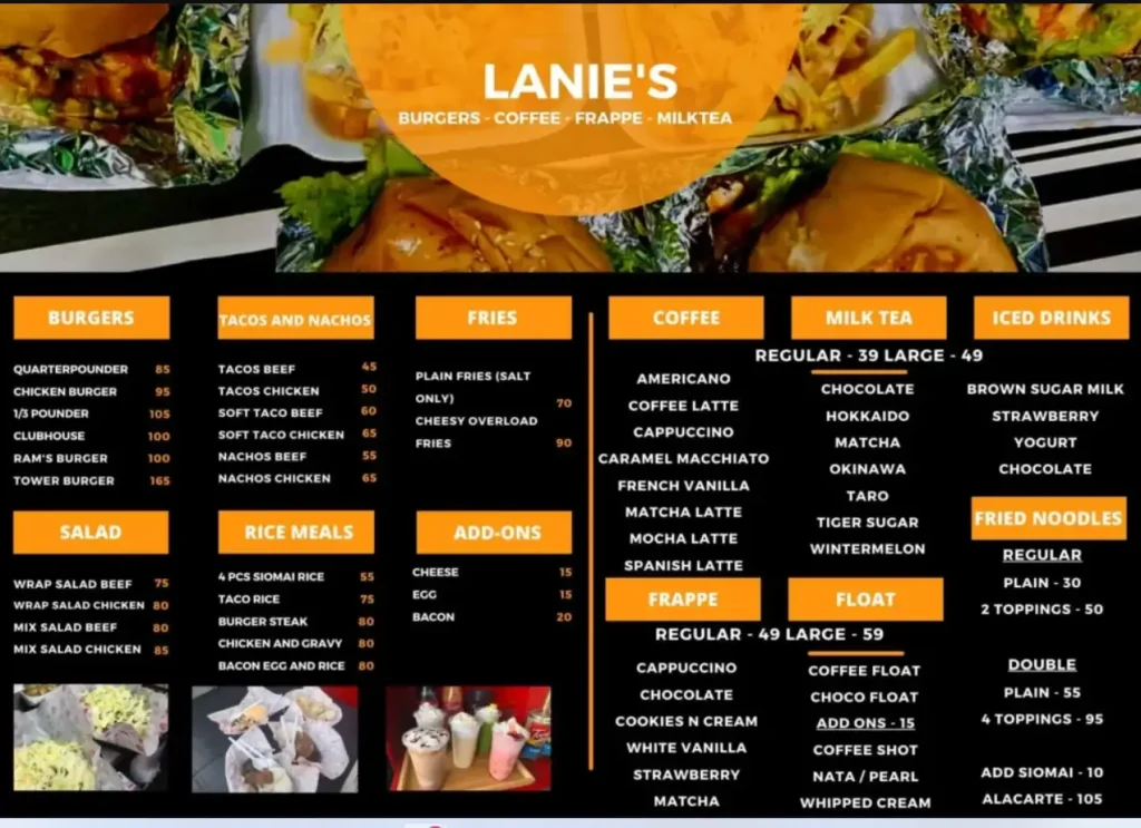 Lanie’s Burger Philippines Menu Prices