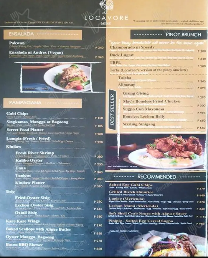 Locavore Menu