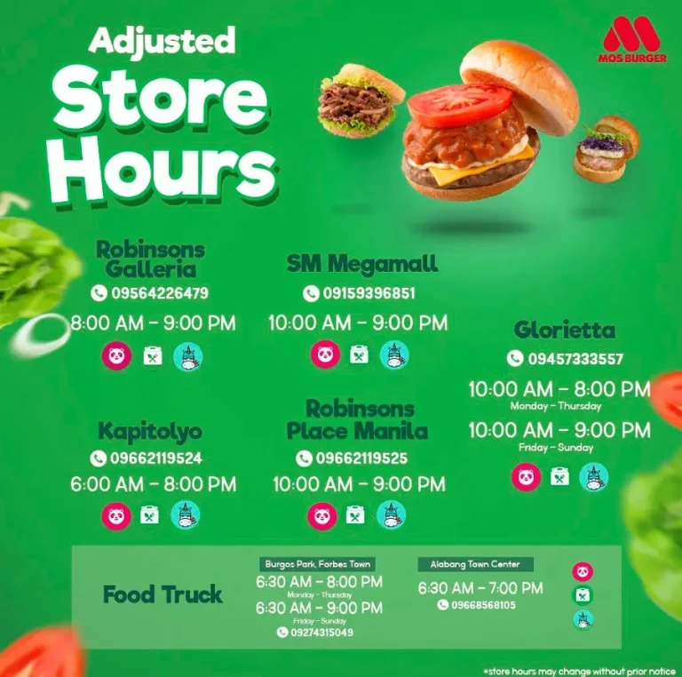 MOS Burger Philippines Menu