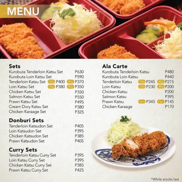 Maisen Tonkatsu Philippines Menu