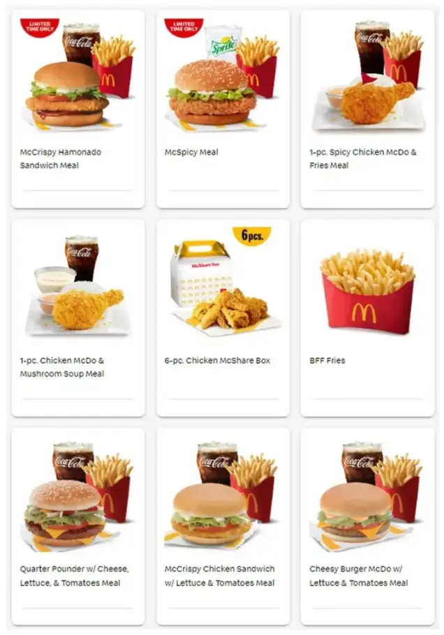 Mcdonald’s Menu