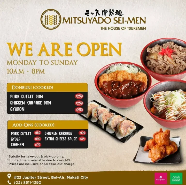 Mitsuyado Sei Men Philippines Menu