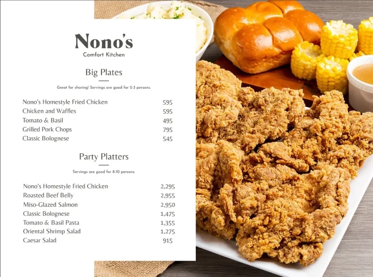 Nono’s Philippines Menu