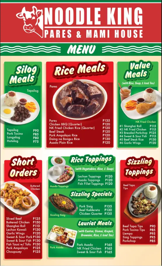 Noodle King Menu