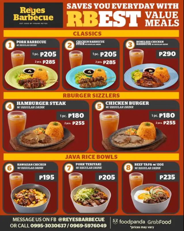 Reyes Barbecue Philippines Menu