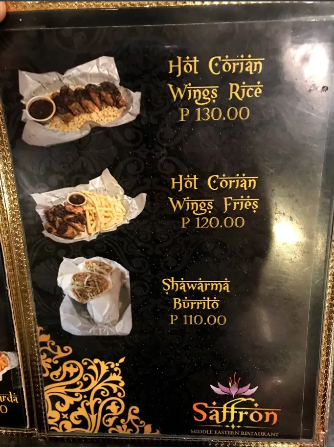 Saffron Philippines Menu