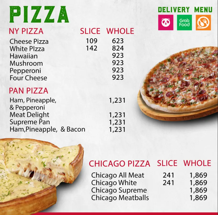 Sbarro Menu