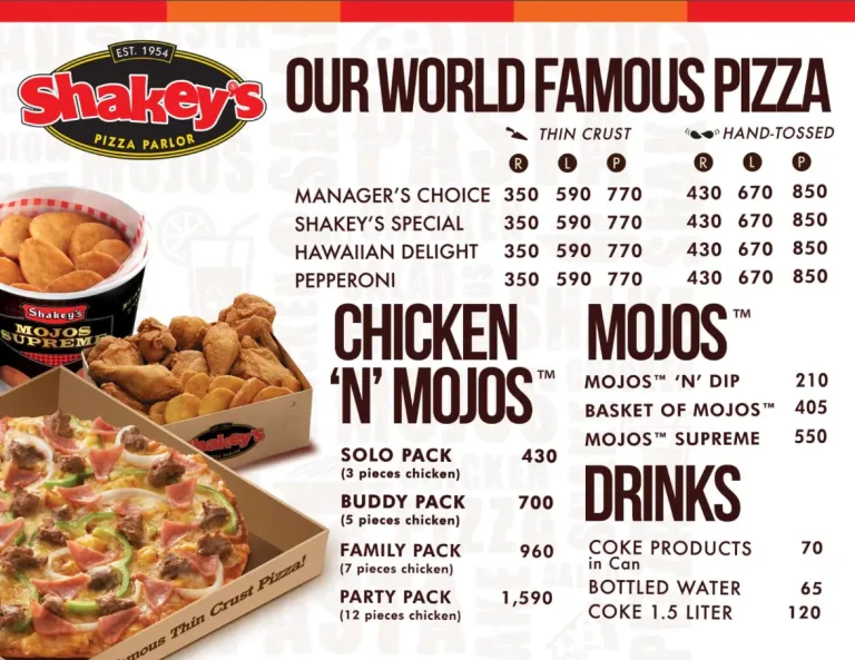 Shakey’s Philippines Menu