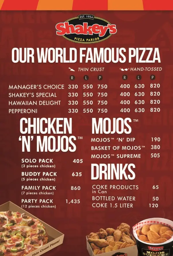 Shakey’s Menu