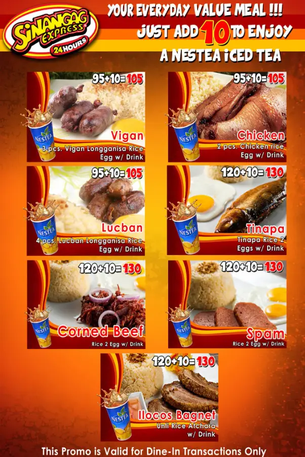 Sinangag Express Philippines Menu