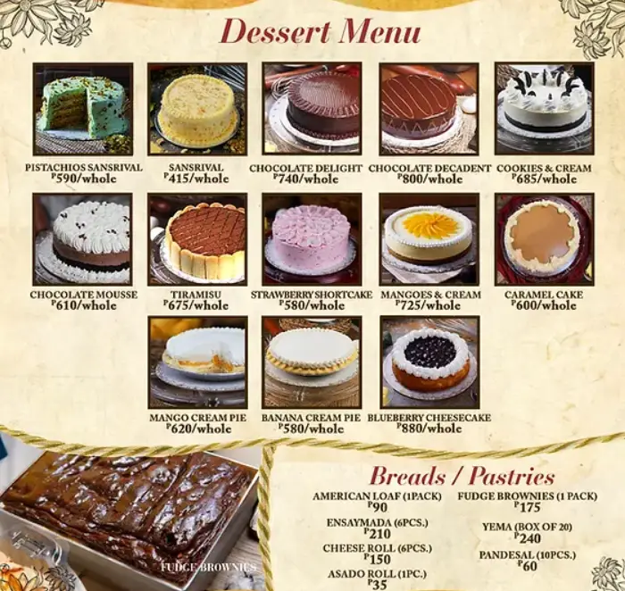 Sweet Inspirations Philippines Menu