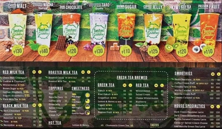 Tastes From The Greens Philippines Menu