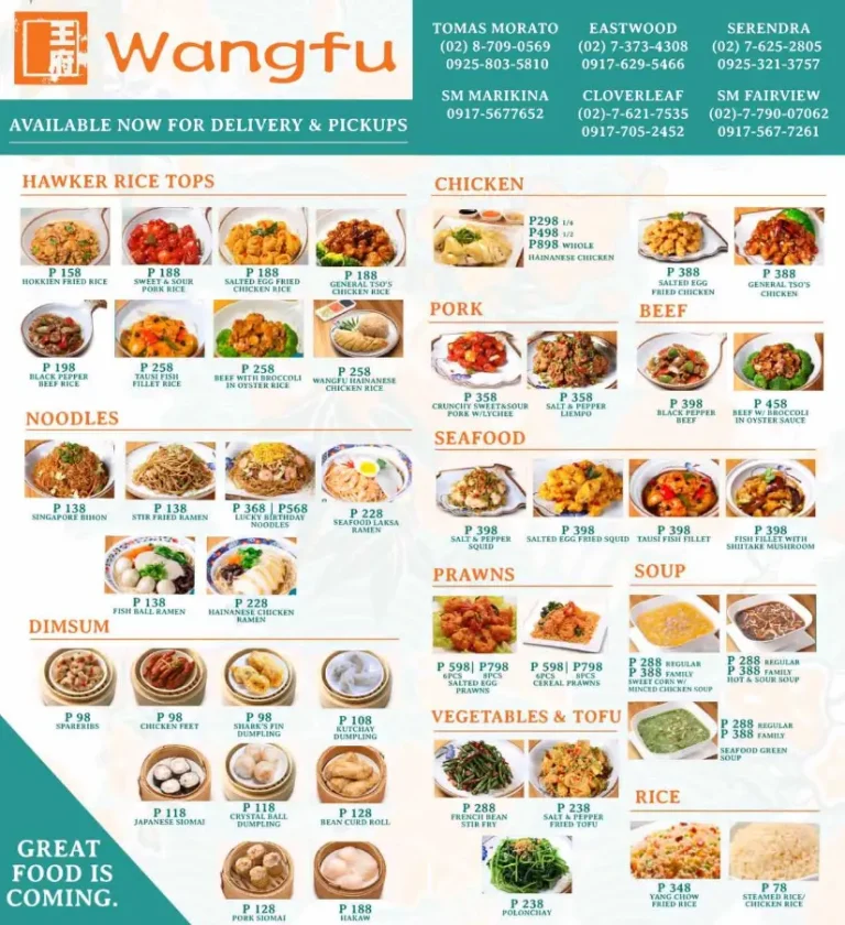 Wangfu Philippines Menu